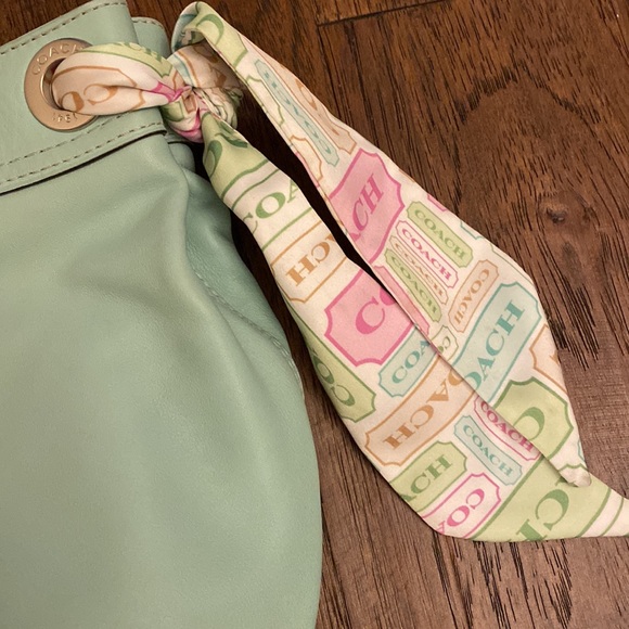 Coach Bag Mint Green with Scarf Detail - Picture 2 of 6